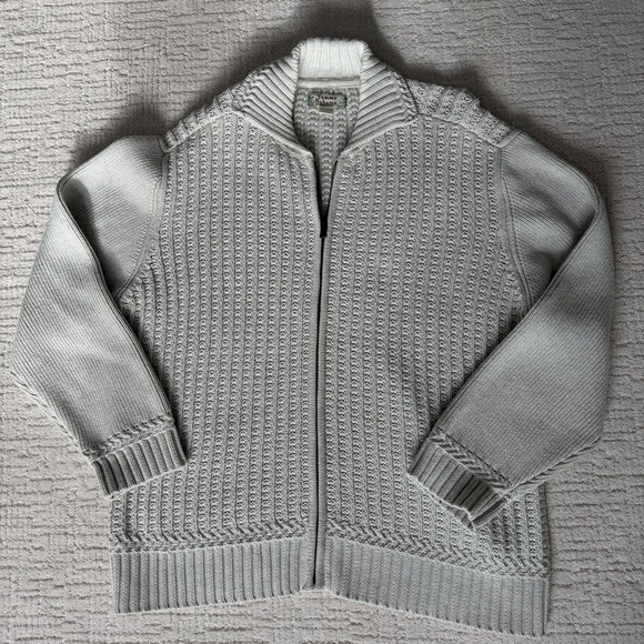 Tommy Bahama Cotton- Heavy Cable Knit Sweater Cream White Women's Sz L Full Zip - Picture 4 of 13